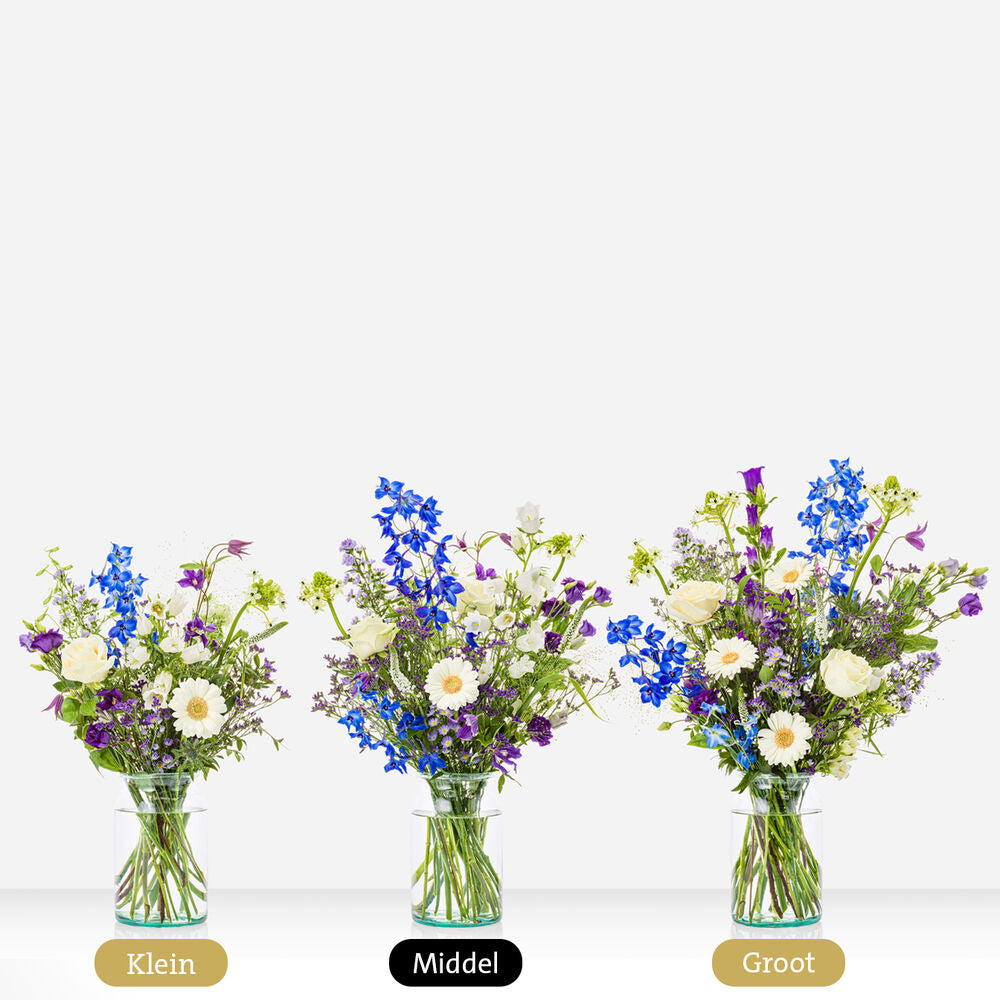 Geboorteboeket blauw (cadeauset met knuffel)