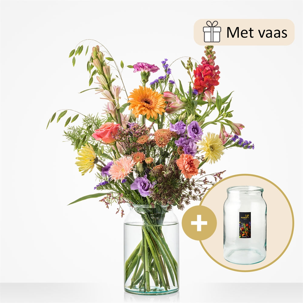 Feestelijk boeket (inclusief vaas!)