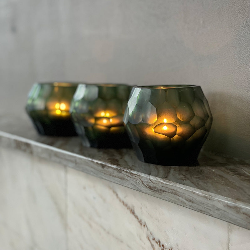 Tea light Hematite Steel Green